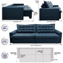 Ver imagem 2 de Sofá Sem Caixa Retrátil Reclinável 2,75m Cama inBox França Velusoft Azul