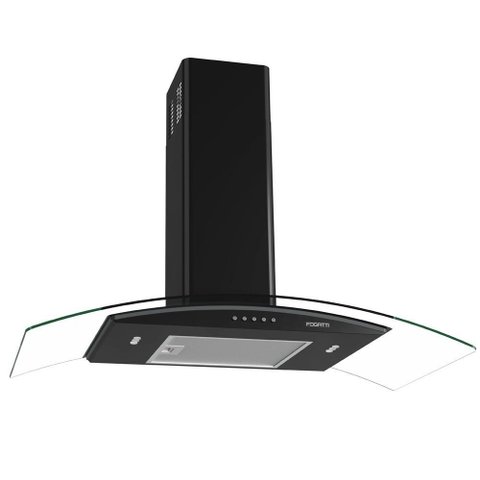 Coifa de Parede Fogatti com Função Depurador e Exaustor Vidro Curvo Clean 90cm 140w Preto 127v