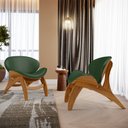 Ver imagem 2 de Kit 2 Poltronas Decorativa Orgânica Sala Living Kadosh L02 Couríssimo Verde Musgo - Lyam Decor