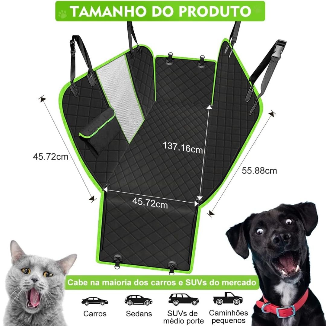 Capa Protetora Banco Traseiro Pet Cães Gatos Passagem Cinto - 2