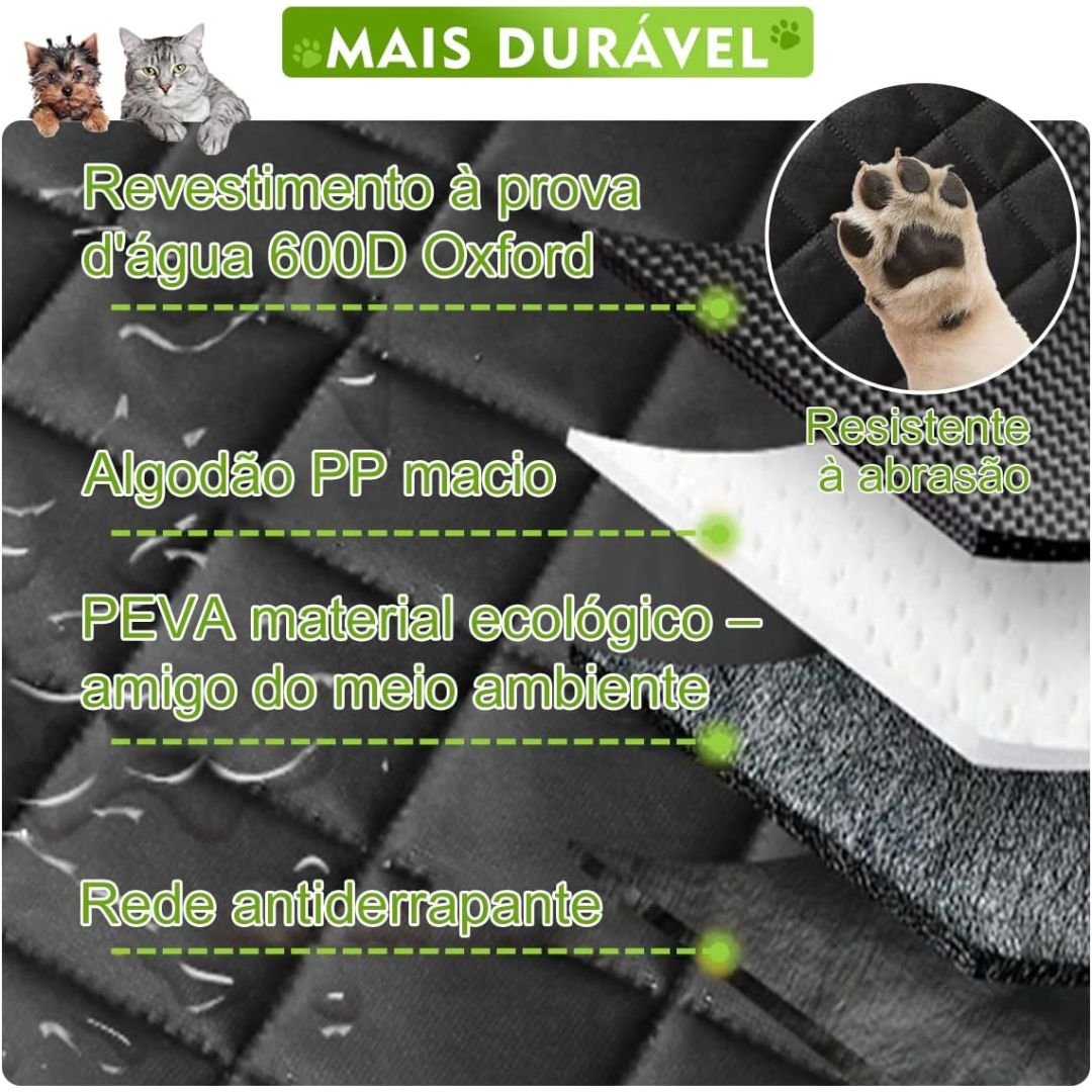 Capa Protetora Banco Traseiro Pet Cães Gatos Passagem Cinto - 4