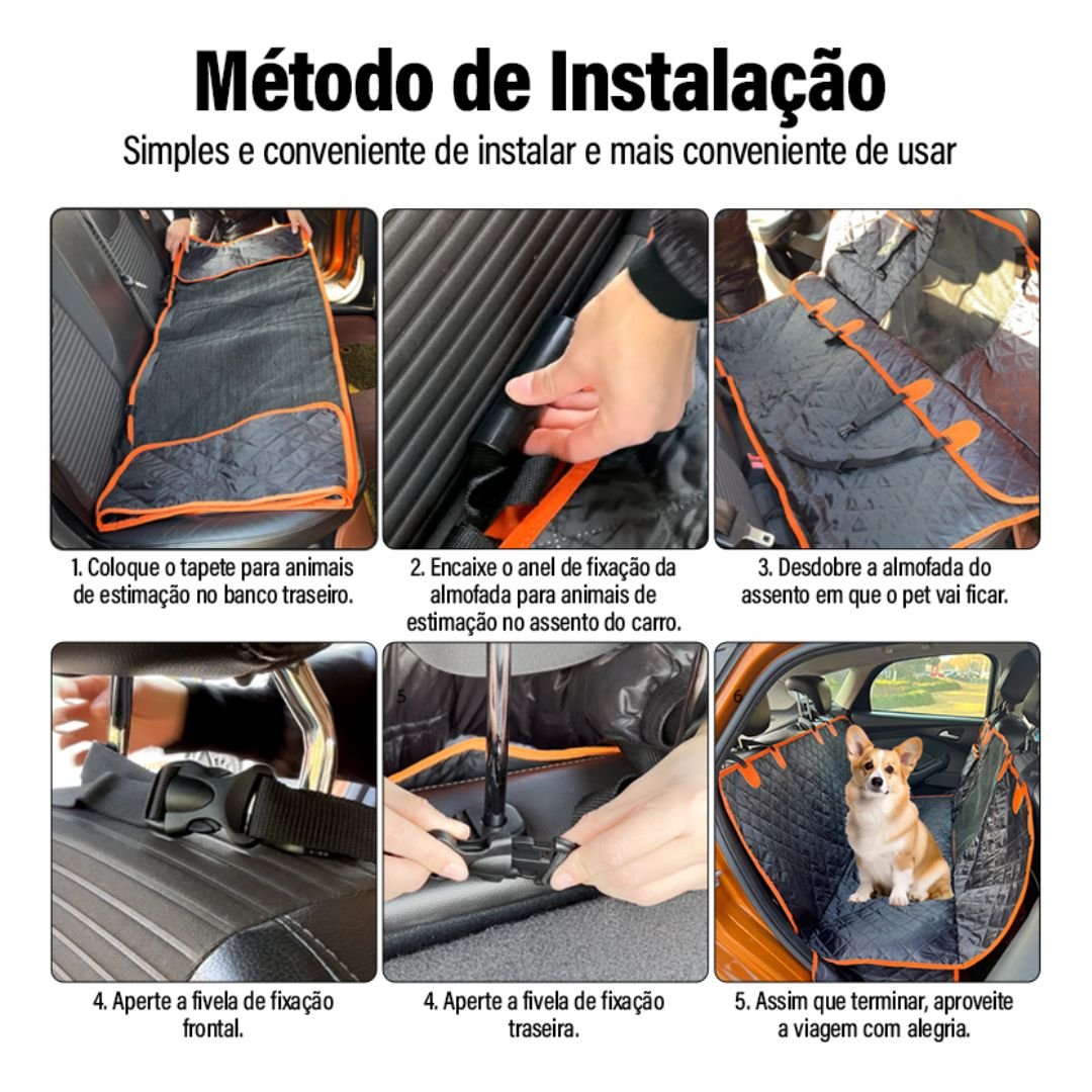 Capa Protetora Banco Traseiro Pet Cães Gatos Passagem Cinto - 3