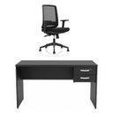 Ver imagem 2 de Conjunto Mesa de Escritório 140x60cm com 2 Gavetas + Cadeira Netflex Ergonômica Premium Reclinável