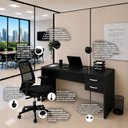 Ver imagem 7 de Conjunto Mesa de Escritório 140x60cm com 2 Gavetas + Cadeira Netflex Ergonômica Premium Reclinável