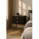 Ver imagem 2 de Kit 2 Mesas de Cabeceira Unic 45 Moderno Base Metalica Dourada:preto/dourado