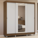 Ver imagem 1 de Guarda-Roupa Casal com Pés 3 Portas de Correr com Espelho Reno Madesa