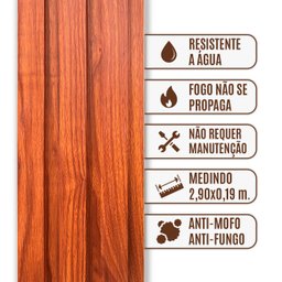 Painel Ripado Wpc Interno Wide Cor: Mogno Kit 5 Un - 2,90m X 19cm, 0,55m² - 6