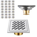 Ver imagem 1 de Ralo Inox 10x10 Casa Kit 28 Uni Anti Odor Banheiro Lavabo Lavanderia Varanda Quintal Higienico Anti