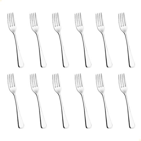 Kit 12 Garfo para Sobremesa Tramontina Mônaco em Aço Inox Acabamento Alto Brilho com Detalhes no