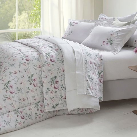 Jogo de Cama Casal 300 Fios em Algodão Satinée Estampado - Kacyumara Clary