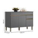 Ver imagem 3 de Balcao com Tampo 3 Portas 1 Gaveta 120 Cm Line Gris Ktp