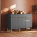 Ver imagem 5 de Balcao com Tampo 3 Portas 1 Gaveta 120 Cm Line Gris Ktp