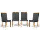 Ver imagem 1 de Kit com 4 Cadeiras Aurora Madeira Maciça Estofadas para Mesa de Jantar Linho Chumbo 406