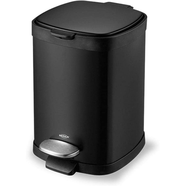 Lixeira com Pedal Brinox Frame 6 Litros em Aço Carbono Preto