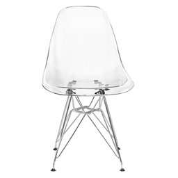 Kit 4 Cadeiras Eames Cristal Transparente Eiffel Base Metal Cromado - 3