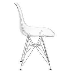 Kit 4 Cadeiras Eames Cristal Transparente Eiffel Base Metal Cromado - 4