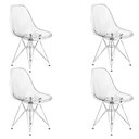 Ver imagem 1 de Kit 4 Cadeiras Eames Cristal Transparente Eiffel Base Metal Cromado