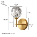 Ver imagem 4 de 2 Arandela Dourada Cristal Transparente Banheiro Lup60