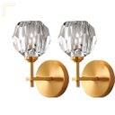 Ver imagem 1 de 2 Arandela Dourada Cristal Transparente Banheiro Lup60