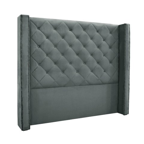 Cabeceira Cama Box Solteiro 90cm e Recamier Vicenza Veludo Cinza S04 - D'Rossi