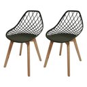 Ver imagem 1 de Conjunto 2 Cadeiras Kaila Verde Musgo em Polipropileno com Base Wood para Sala de Jantar e Cozinha