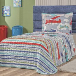 Kit Cobre Leito Infantil Solteiro 02 Peças Bouti - Avião - 1