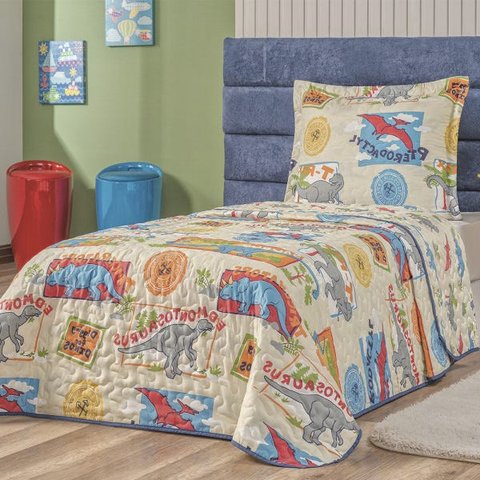 Kit Cobre Leito Infantil Solteiro 02 Peças Bouti - Dino