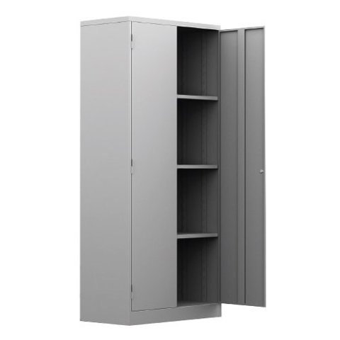 Armário Multiuso de Aço 2 Portas com 3 Prateleiras Tamanho 150x75x35cm com Chaves Cinza