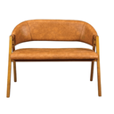 Ver imagem 3 de Cadeira Namoradeira de Madeira Maciça Dora Encosto e Assento Estofados Couríssimo Ocre- Mabe Magazin