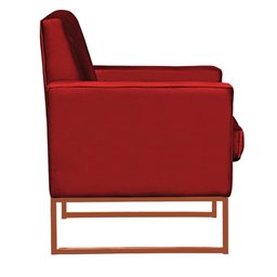 Poltrona Bia Base Bronze Aço Suede Vermelho Sala, Recepção - 3
