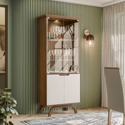 Cristaleira Vicenza com Adega 4 Portas Imbuia Off White Tana Decor New Ceval - 1
