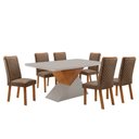 Ver imagem 2 de Mesa de Jantar Aster 180cm Tampo MDF e Vidro Canto Copo com 6 Cadeiras Lira Moderna