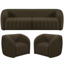 Ver imagem 1 de Kit Sofá 03 Lugares Sala Estar 252 Cm com 02 Poltronas Lazio M03 Veludo Marrom - Lyam Decor