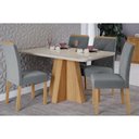 Ver imagem 1 de Conjunto: Mesa de Cozinha Maitê Tampo Madeirado C/ Vidro 130x80cm e 4 Cadeiras Fernanda Nature/off