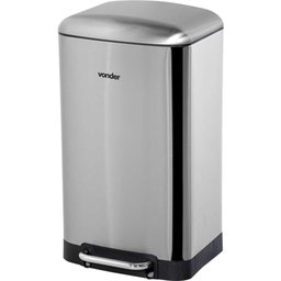 Lixeira Retangular 30 Litros Inox Cinza Vonder - 1