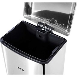 Lixeira Retangular 30 Litros Inox Cinza Vonder - 2
