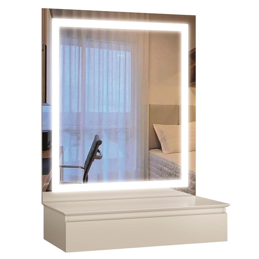 Camarim e Penteadeira Paris 1 Gaveta com Led Off White