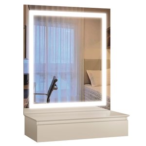 Camarim e Penteadeira Paris 1 Gaveta com Led Off White
