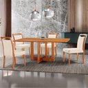 Ver imagem 2 de Mesa 120cm Laminado Barril com 4 Cadeiras Moderna Mobilia Linho Off White Imbuia Naturale