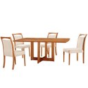 Ver imagem 1 de Mesa 120cm Laminado Barril com 4 Cadeiras Moderna Mobilia Linho Off White Imbuia Naturale