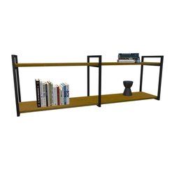 Nicho Industrial 2 Prateleiras Grécia Ferro Preto Tampo Canela 100cm - 2