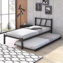 Ver imagem 2 de Cama Auxiliar Solteiro em Aço Industrial com Rodízios - Preto