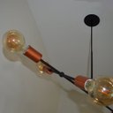 Ver imagem 2 de Lustre Pendente com 6 Braços (hastes) - Ideal para Mesa de Jantar Retangular Cor Preto com Cobre