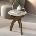 Ver imagem 1 de Mesa Lateral Redonda 100% MDF 25mm Jade Artely Off White/ Pinho