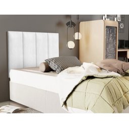 Cabeceira Branco Corino Estofada Solteiro 0,90cm Pérola Quarto Decoração Lisa - 2