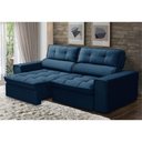 Ver imagem 4 de Sofá Retrátil Reclinável 3 Lugares 180cm Blanches F05 Veludo Azul - Mpozenato