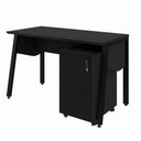 Ver imagem 2 de Mesa Escrivaninha 135cm x 60cm Tampo Chanfrado e Gaveteiro Móvel com 3 Gavetas F5 Office Cor:Preto