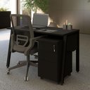 Ver imagem 1 de Mesa Escrivaninha 135cm x 60cm Tampo Chanfrado e Gaveteiro Móvel com 3 Gavetas F5 Office Cor:Preto