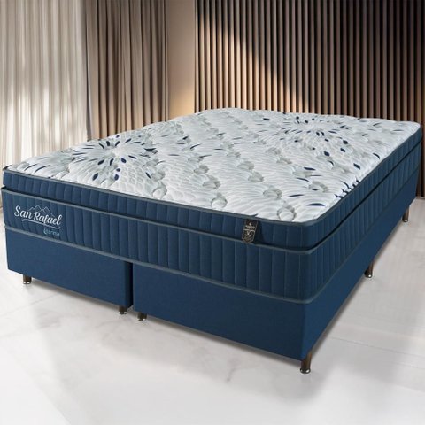 Cama Box + Colchão King Size San Rafael Molas Ensacadas Euro Pillow 193x203x63cm - Macio