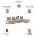 Ver imagem 3 de Sofá 4 Lugares com Chaise 296cm Rovier Veludo Bege Z32 - Mpozenato